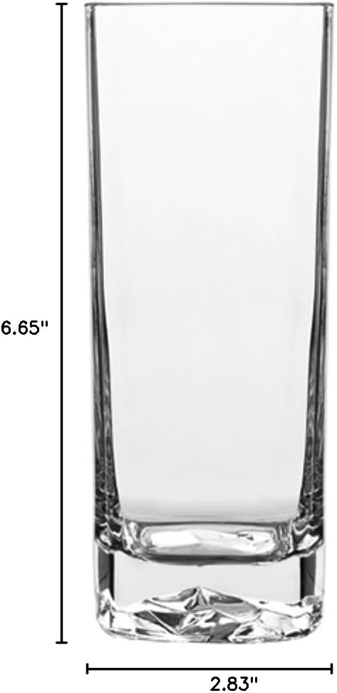 Luigi Bormioli On The Rocks Highball Glasses, Set of 4-15 Oz. Thick Base Drink Tumblers with Optical Rock-Like Bottom - Lead-Free SON.hyx Crystal, Dishwasher Safe, Made in Italy, Elegant Barware