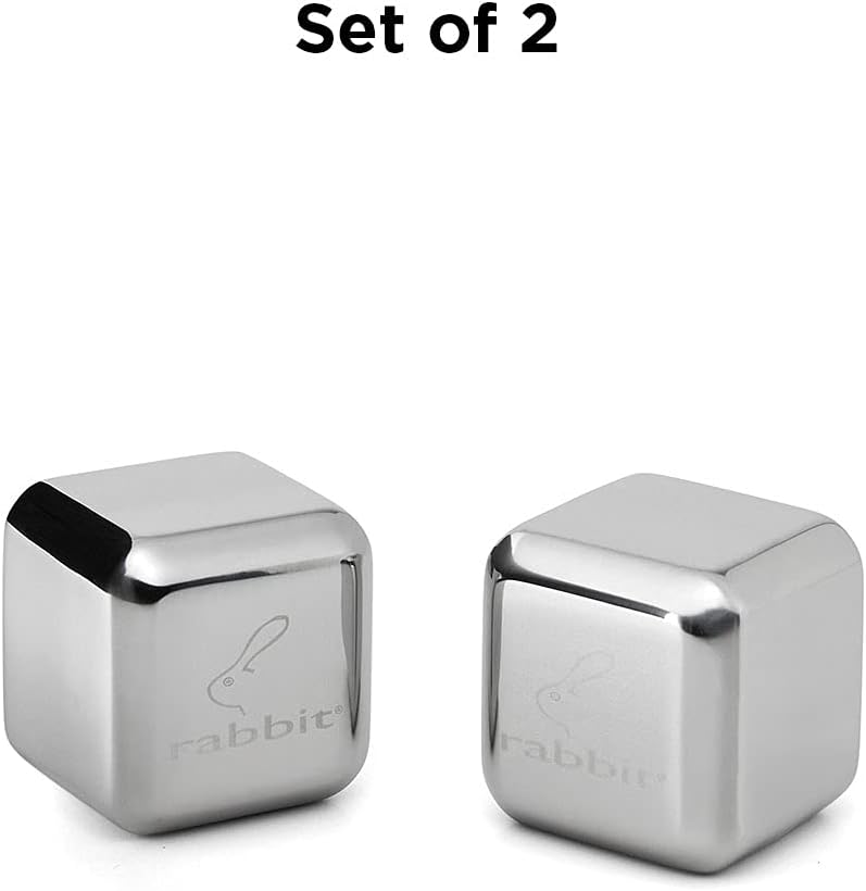 Rabbit Jumbo Chilling Stones - Premium Stainless Steel Whiskey Rocks for Chilling Fine Spirits and Beverages, Reusable Drink Cooling Stones with Storage Case