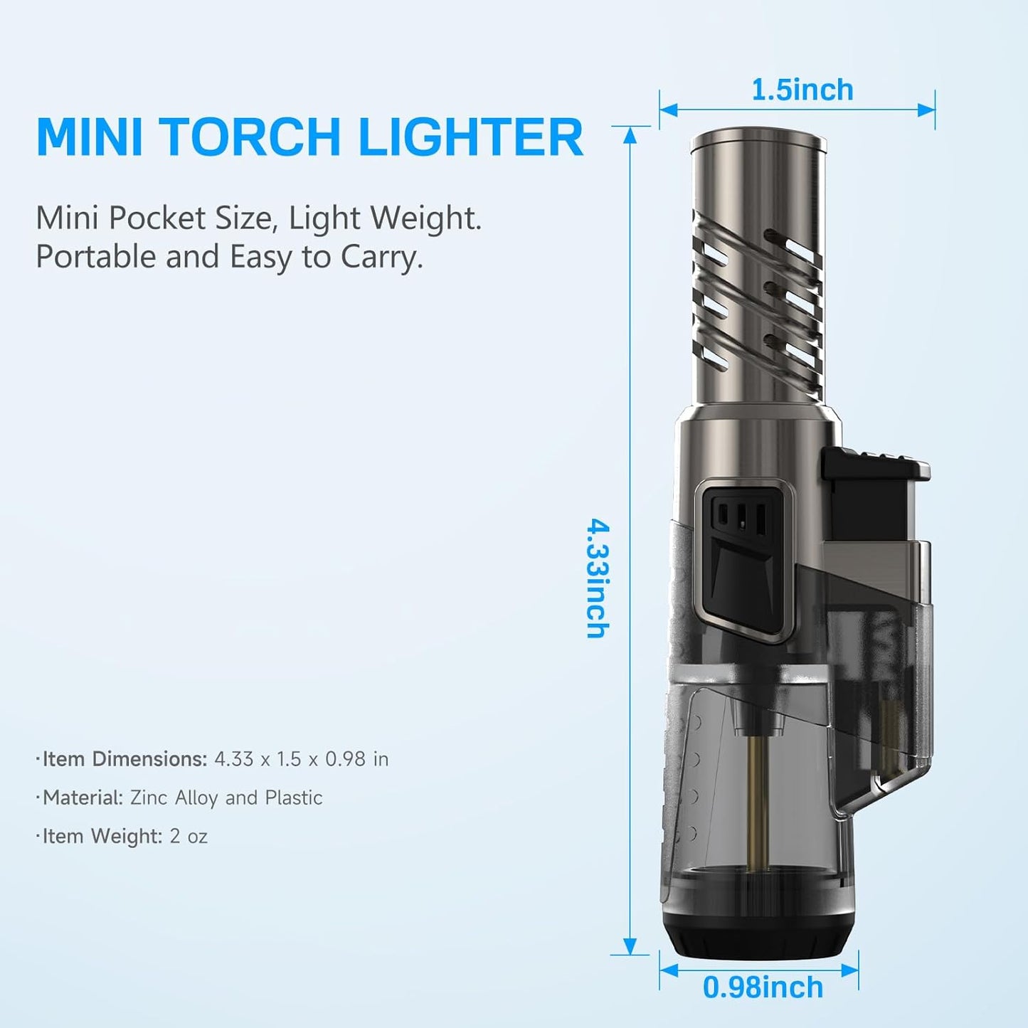 TOPKAY 2 Pack Torch Lighter Jet Flame Butane Lighter Refillable Mini Torch Lighter for Candles Grill BBQ Fireworks Camping (NO PREFILLED)