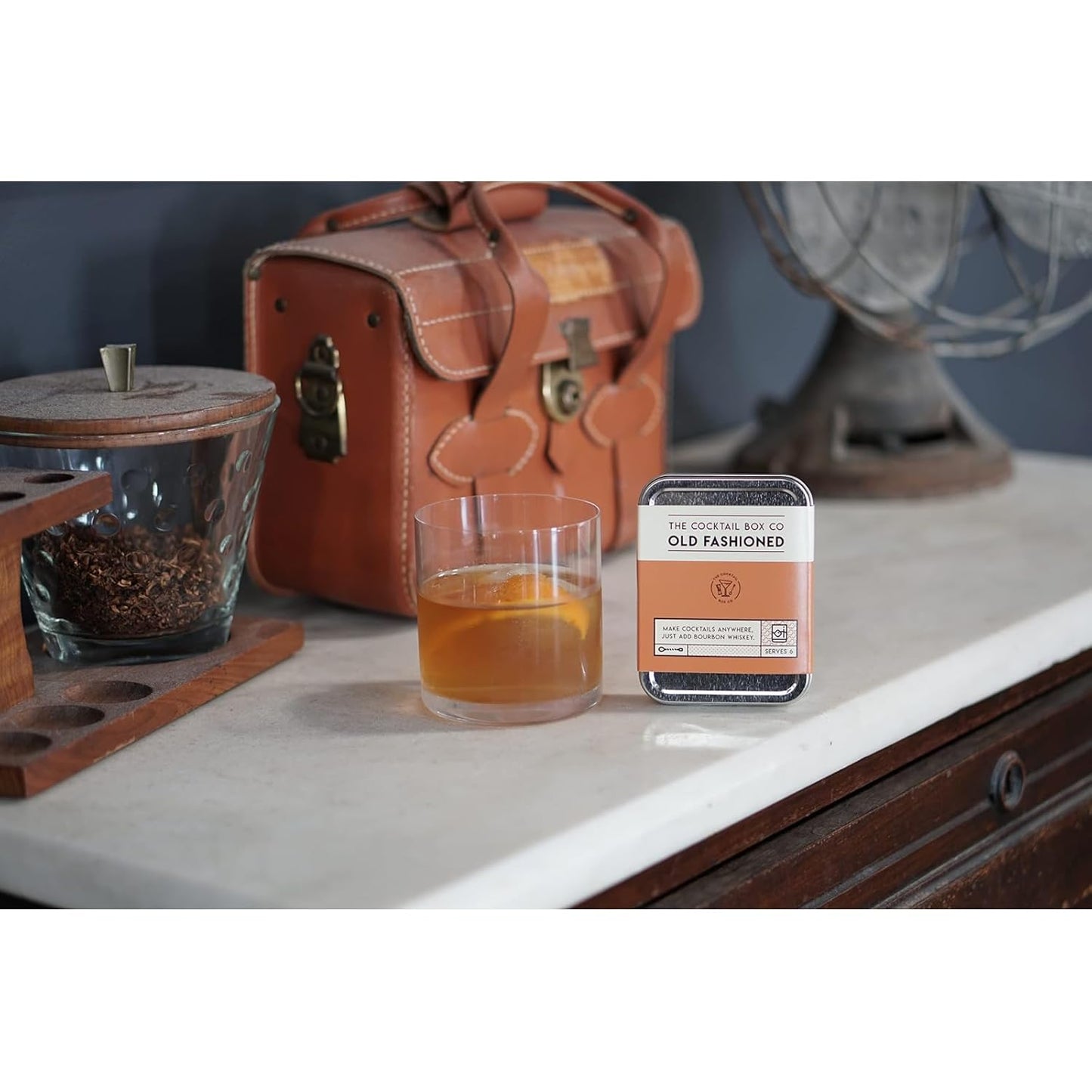 The Cocktail Box Co. Old Fashioned Cocktail Kit - Compact Plane Cocktail Kit for Travel - Includes Bitters & Old Fashioned Cubes - Standard Packaging