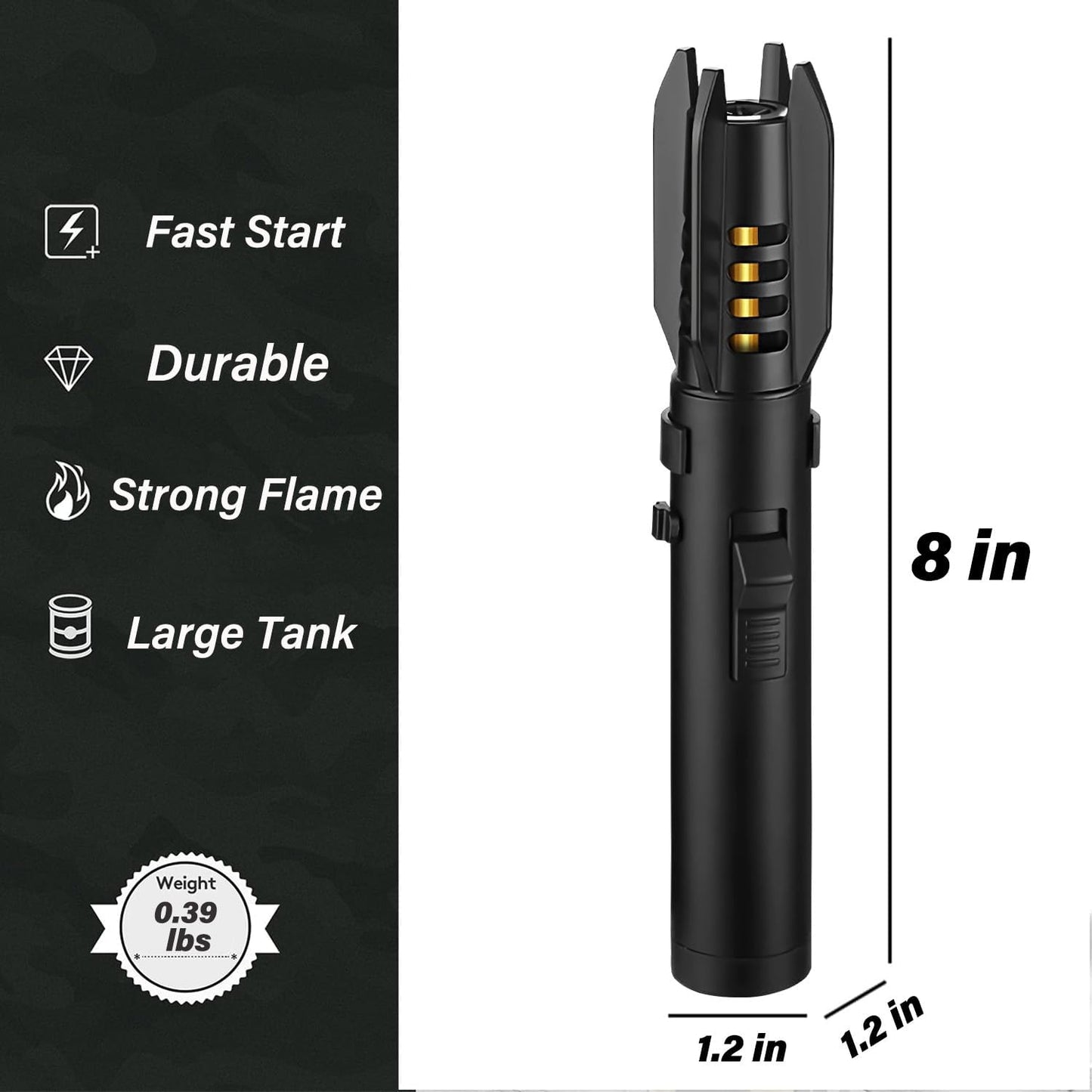 Large Torch Lighter, Windproof Butane Lighters with Flame Adjustable, Refillable, Jet Flame, Flame Switch Lock, Cool Lighter for Men.(Gas Not Include)