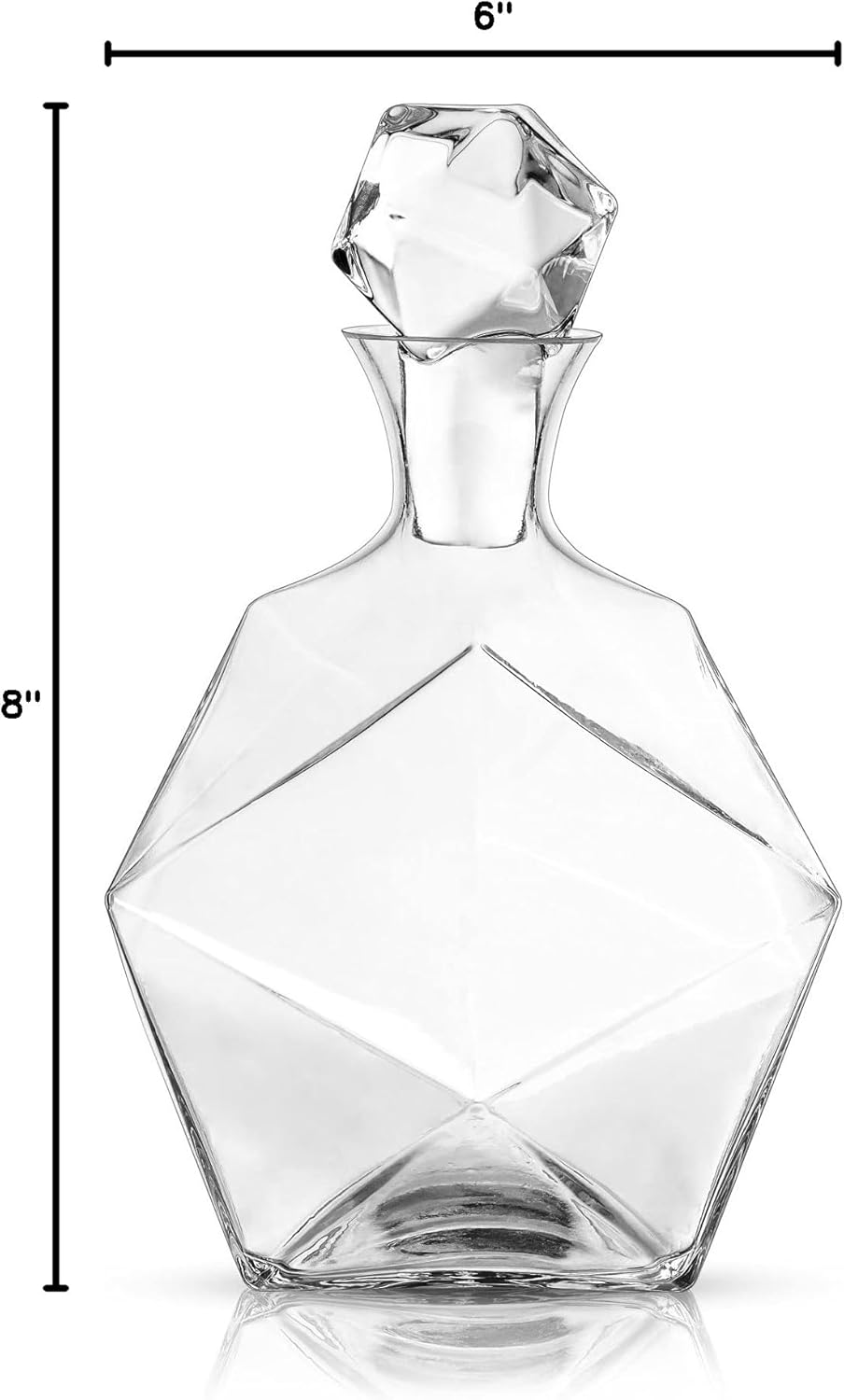 Viski Seneca Faceted Crystal Whiskey Decanter with Stopper, Elegant Liquor Decanter for Bourbon, Scotch, Spirits, Wedding Gifts, Man Cave Essentials, Home Bar Accessories, 40 oz (1.18 L)
