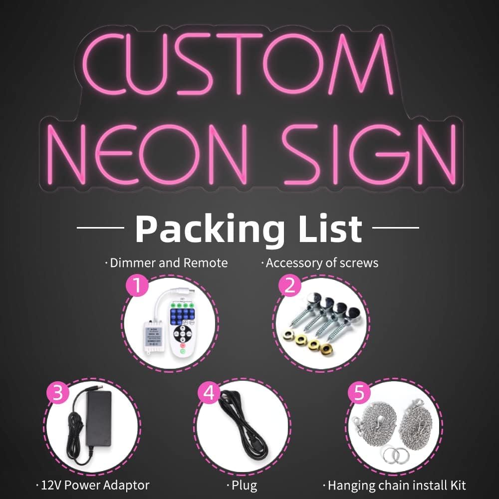 Custom Neon Signs for Wall Decor, CUSTOMNEON Personalized Neon Signs Customizable for Wedding Birthday Prom Party, Custom Neon Lights for Bedroom Bar Studio Beauty Salon Business Shop