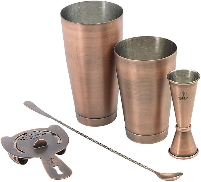 Barfly M37101GD Basics Cocktail Set, 5-Piece, Gold - Antique Copper