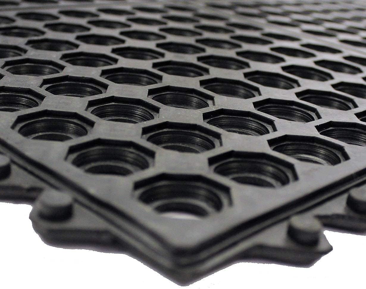 Envelor Interlocking Rubber Floor Mat Restaurant Kitchen Mat for Floor Anti Fatigue Bar Mat Door Mat Non - Slip Mat Indoor Outdoor Shower Pool Drainage Mat Durable Garage Flooring 36 x 36 Inch