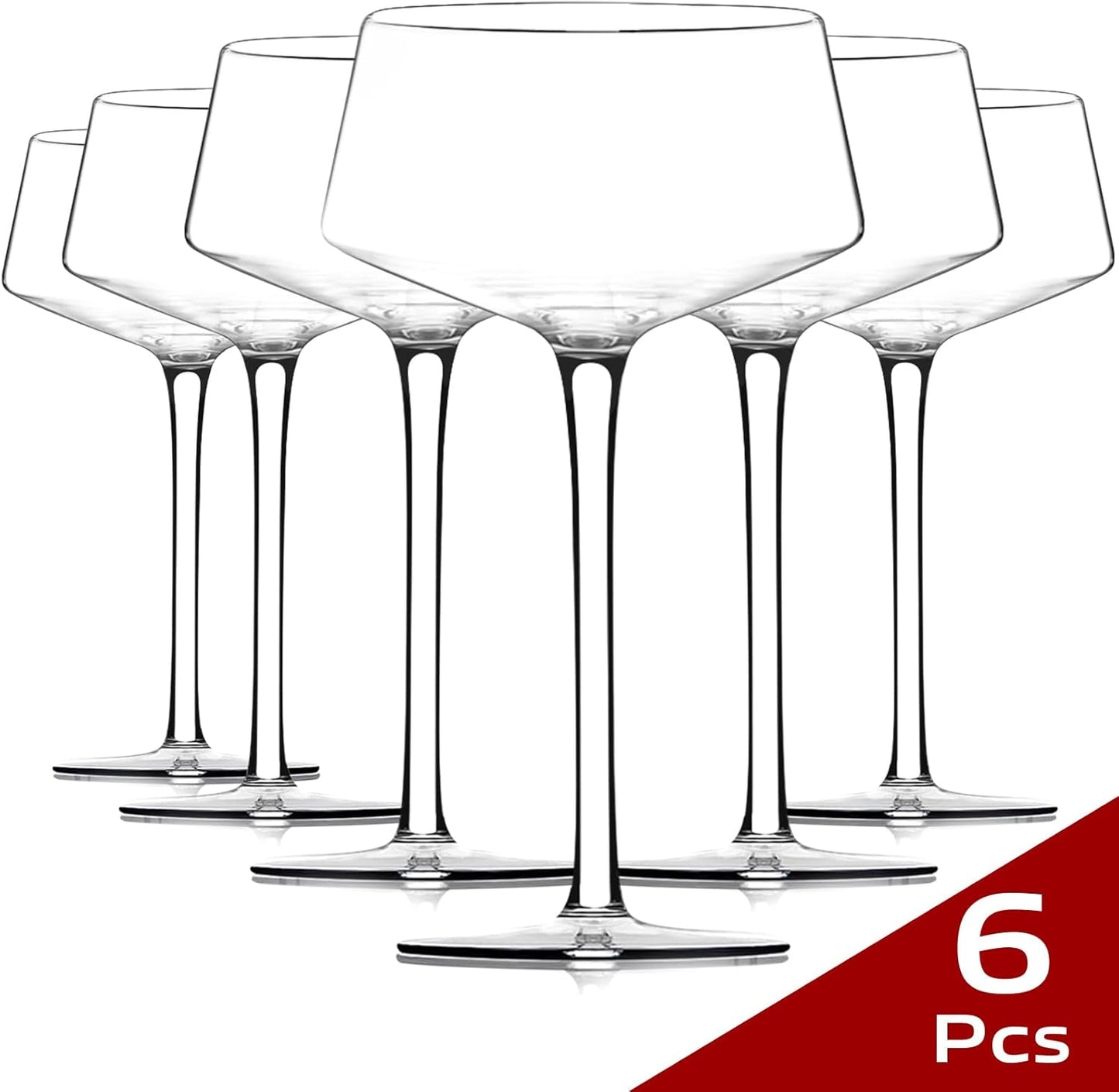 Chouggo Martini Glasses Set of 6, 8Oz Coupe Cocktail Glasses, Hand Blown Premium Crystal Cocktail Glass for Bar, Martini, Cosmopolitan, Manhattan