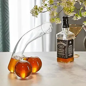 Decanter Set, Decanter -17oz - for Whiskey, Liquor, Tequila, Vodka, Bar Glasses, Cocktail Glasses, Bachelorette Party, Funny Gifts