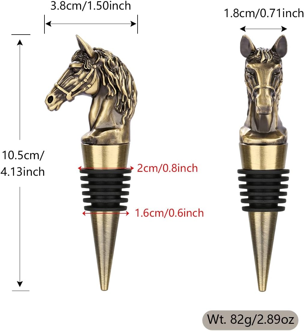 Horse Head Wine Stopper, Horse Gifts for Horses Lovers, Father Day Christmas Birthday Gifts for Men Women, Funny Bottle Stoppers for Wine Champagne, Bronze with Gift Bag