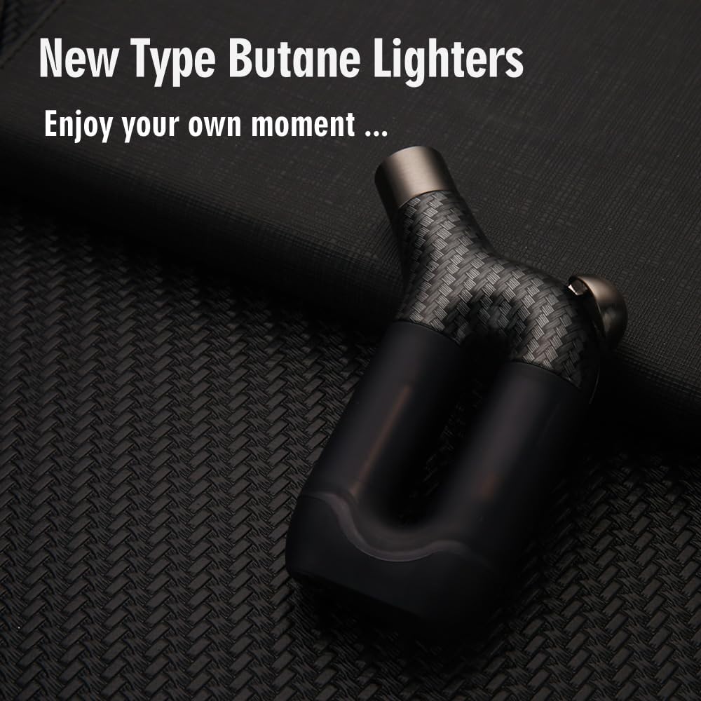 HONEST Torch Lighter Single Jet Flame Butane Lighters Refillable Torch Lighters Adjustable Gas Lighter Windproof Lighters Gift for Men BBQ Grill Camping Without Gas (Carbon Black)