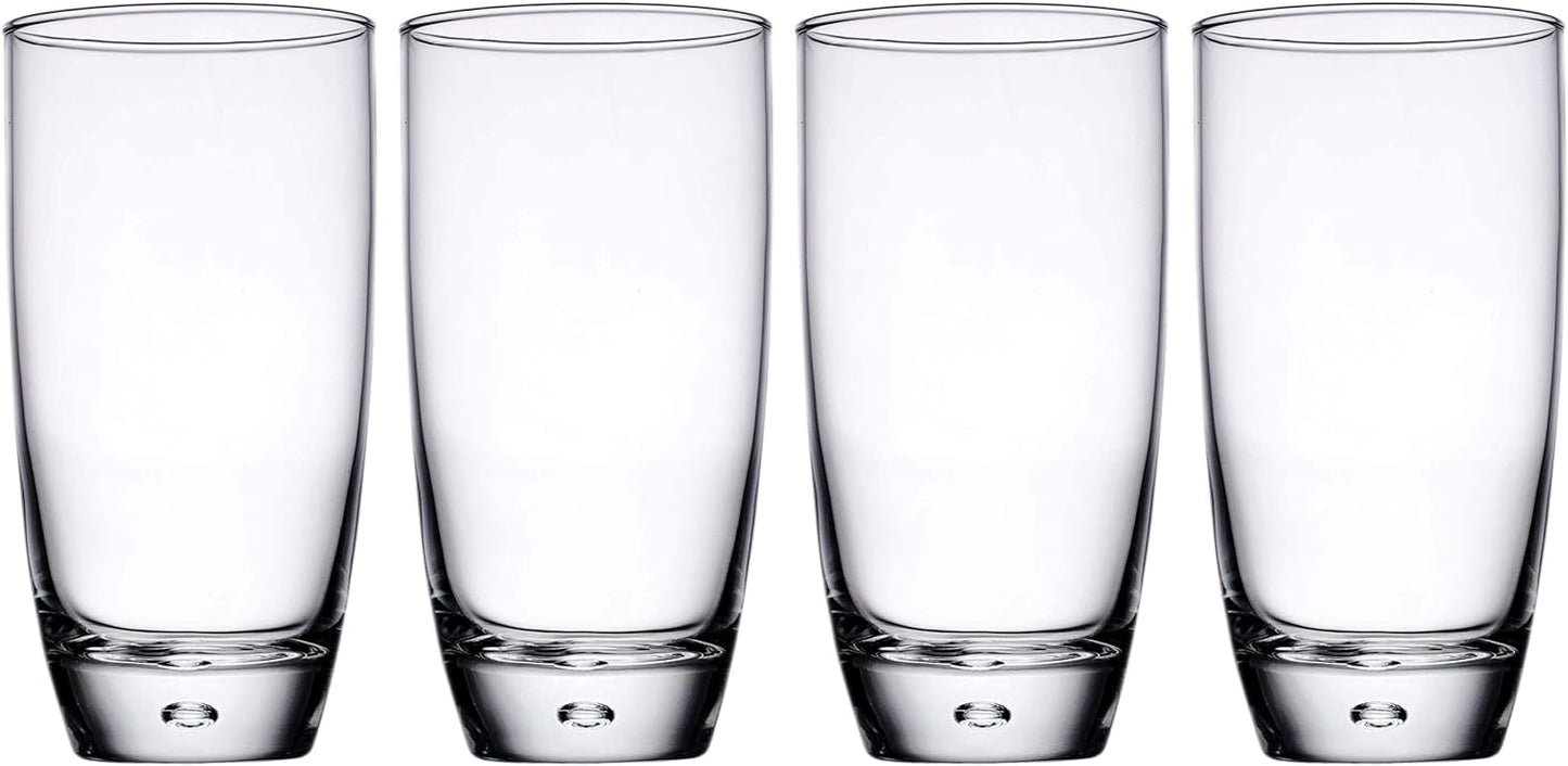 Glaver's Highball Glasses Set Of 4, 16 Oz. Drinking Glasses, Unique Water Glass Cups For Juice, Cocktails, Soda, Heavy Bottom Tumbler Glass