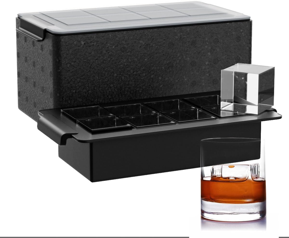 Clear Ice Ball Maker for Whiskey: FDDBI Circle Ice Cube Tray Make 2Inch Ice Sphere - Clear Ice Cube Maker for Old Fashioned Bourbon Whisky - 8 cubes