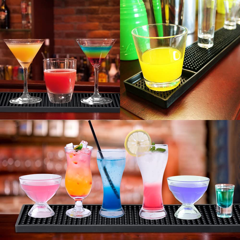 Noverlife 2PCS 23.65 x 3" Rubber Bar Mats, Non-Slip Bar Service Spill Mat Bar Table Mat Restaurant Kitchen Counter Bar Pad for Mixing Drinks, Anti-Skid Heat Resistant Barber Station Mat for Hair Salon