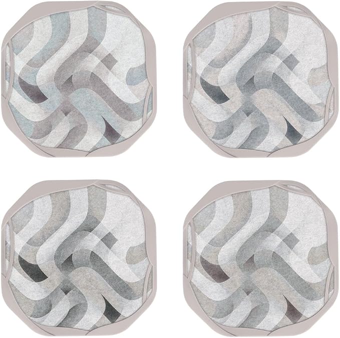 UMIRRO Absorbent Felt & Silicone Coasters Set of 6 with Holder, Blue Coast - 32. Plaid