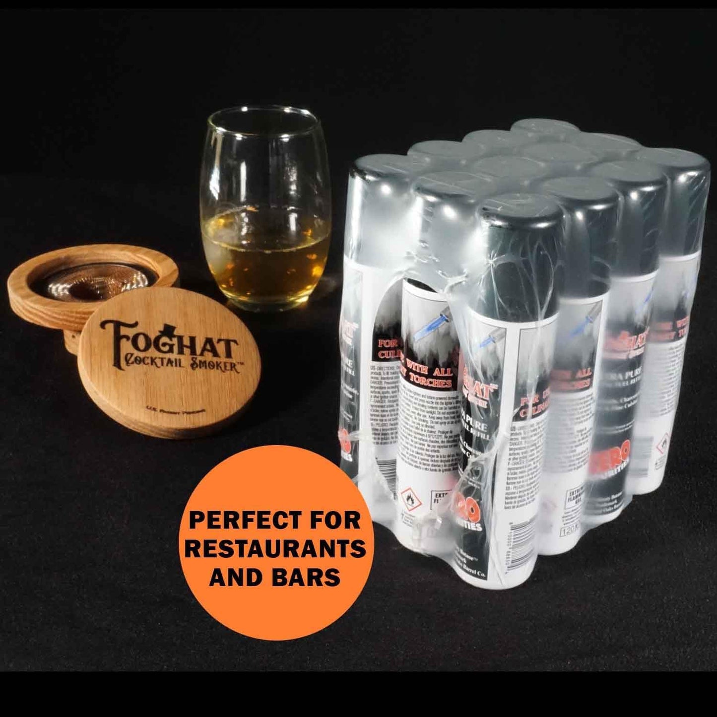 Foghat Culinary Butane Fuel Refill (60ml) Torch Lighter Butane Refill Canister - Fits All Kitchen Smoking Torches - Food Grade, Ultra Refined For Cocktail Smoker Kit, Creme Brulee Torch