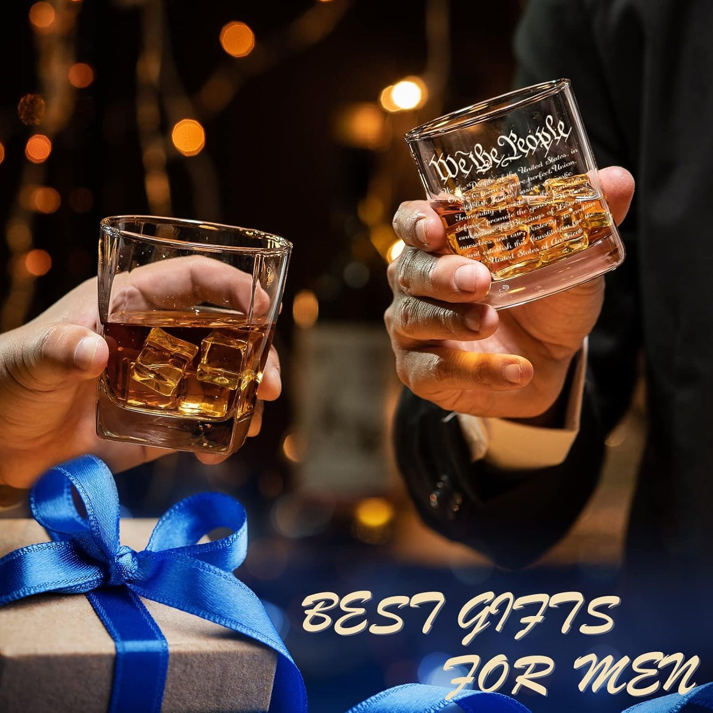 PONPUR 250th Anniversray Whiskey Decanter Engraved We The People American Flag, 750ml Whiskey Decanter Set with 2 Glasses, Boss Day Patriotic Birthday Gifts For Men Dad, Liquor Scotch Bourbon Presents