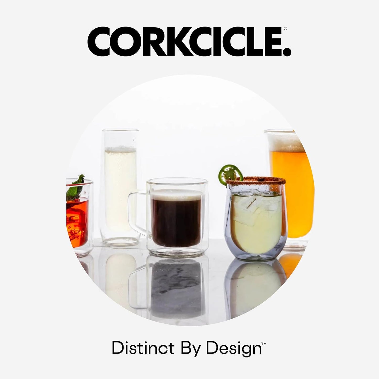 Corkcicle Premium Cigar Glass - Dual-Use Whiskey Glass - Built-In Cigar Notch - Ergonomic Design - Durable Construction - Summer Drinkware Gift - 9 oz
