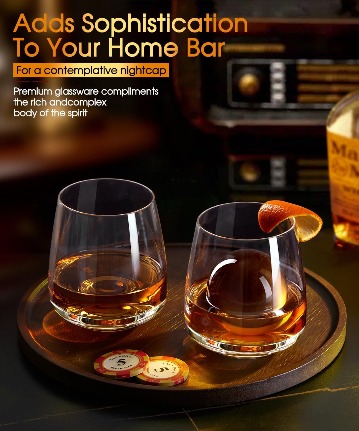 Whiskey Glasses Set of 6, 13.5oz Premium Lead-Free Crystal rocks Glass,Unique Gifts for Men Women, Bourbon Scotch Cocktails Drink Rum Cognac Vodka Liquor