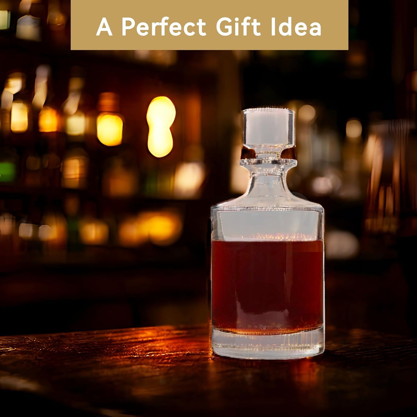 Lily's Home Glass Decanter with Stopper - 26 Oz Whiskey Decanter for Bourbon, Brandy & Scotch - Elegant Round Design, Lead-Free Crystal Glass - Gift for Men, Dad, Whiskey Lovers