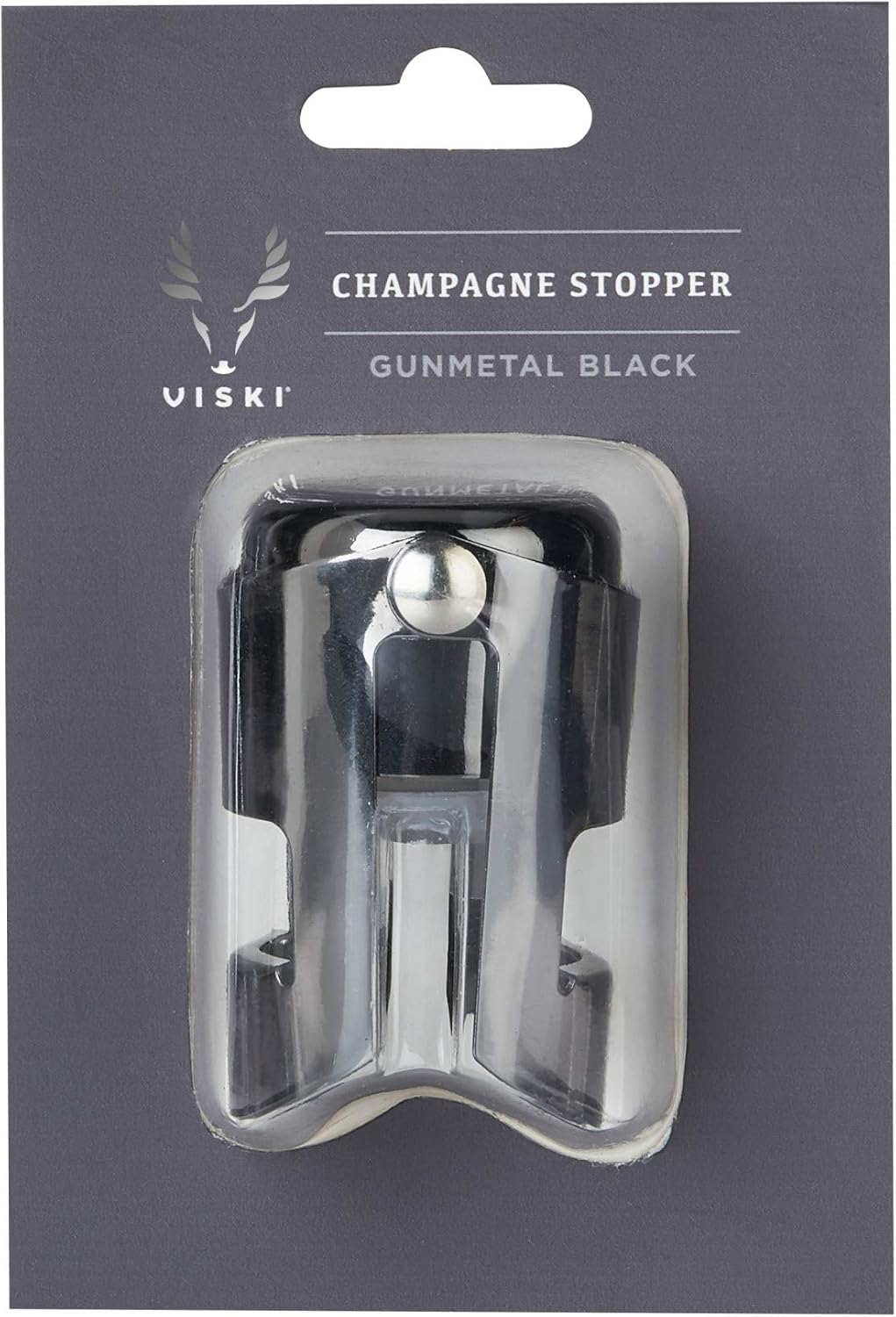 Viski Gunmetal Champagne Stopper, Sparkline Wine Keeper, Champagne Sealer, Prosecco stopper, Champagne Lovers Gifts, Set of 1, Black