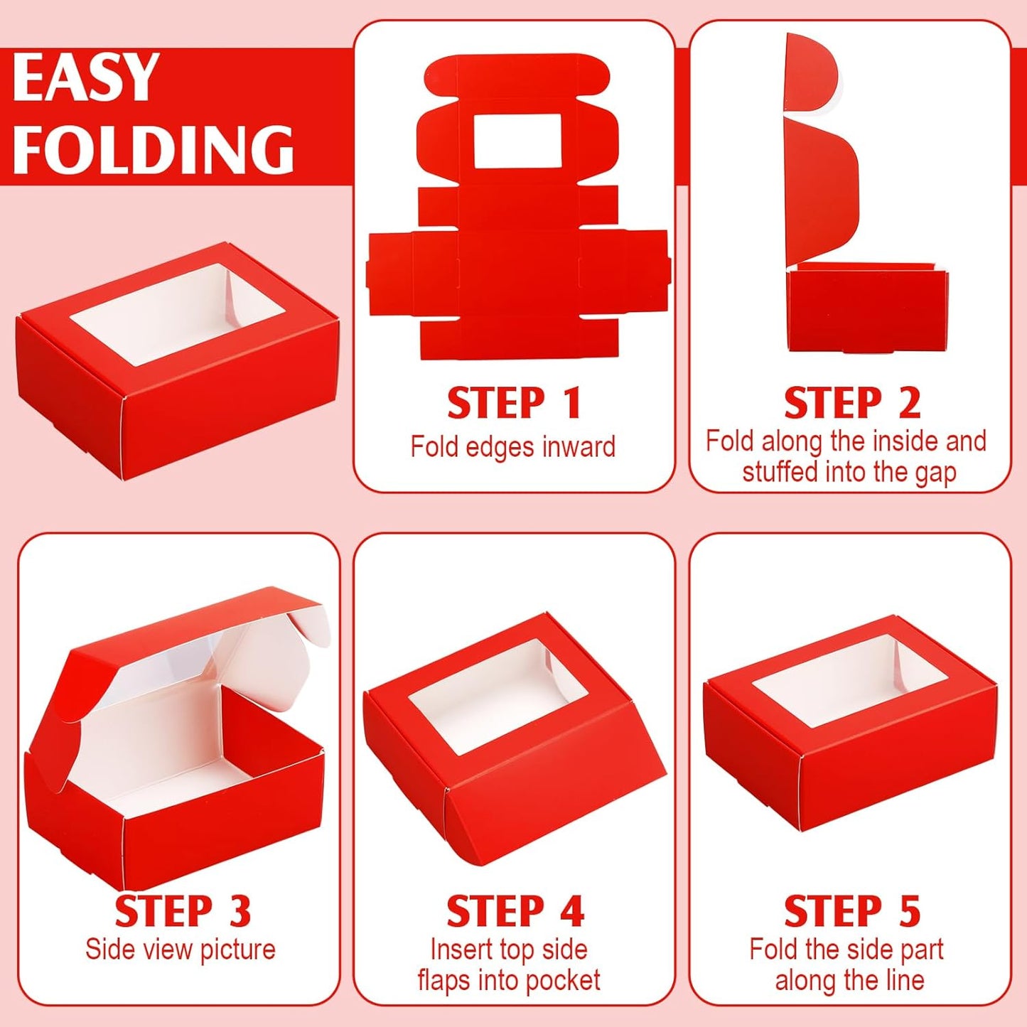 Zonon 30 Pcs Soap Boxes for Homemade Packaging, Mini Kraft Boxes with Window for Bakery Candy Soap Making Gift Packaging (3.7 x 2.6 x 1.37 Inch,Red)