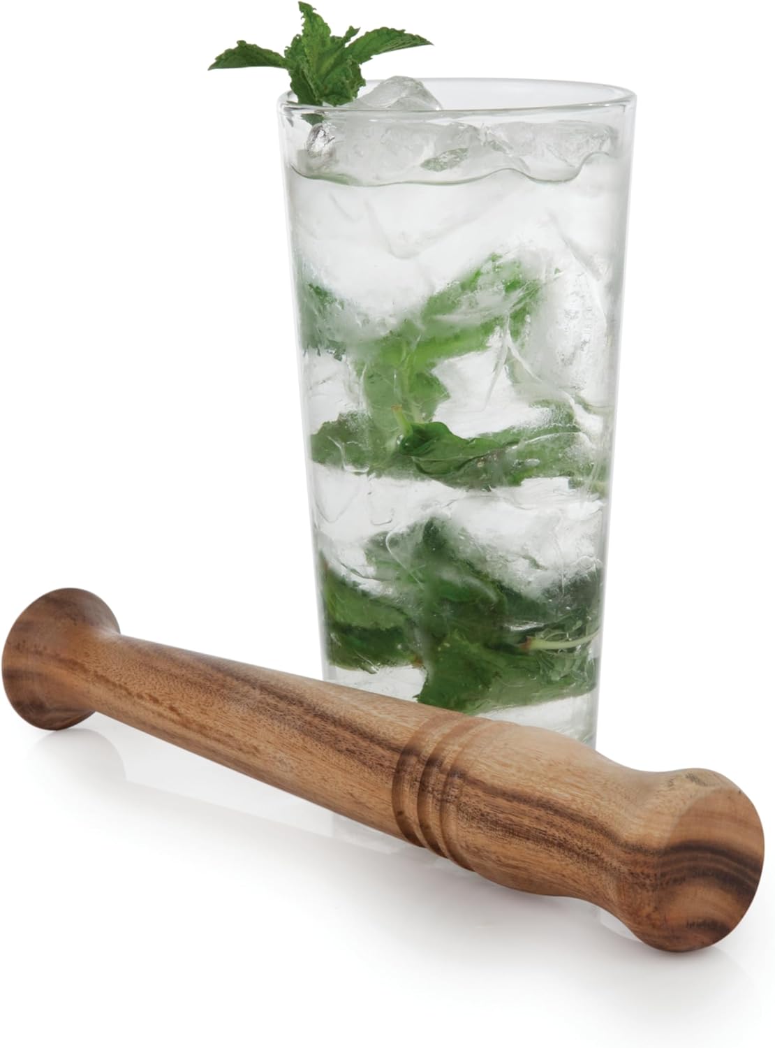 Twine Acacia Wood Mojito Muddler for Cocktails with Jute Storage Pouch, Bar Accessories, Cocktail Muddler, Drink Muddler, Set of 1, Wood Grain