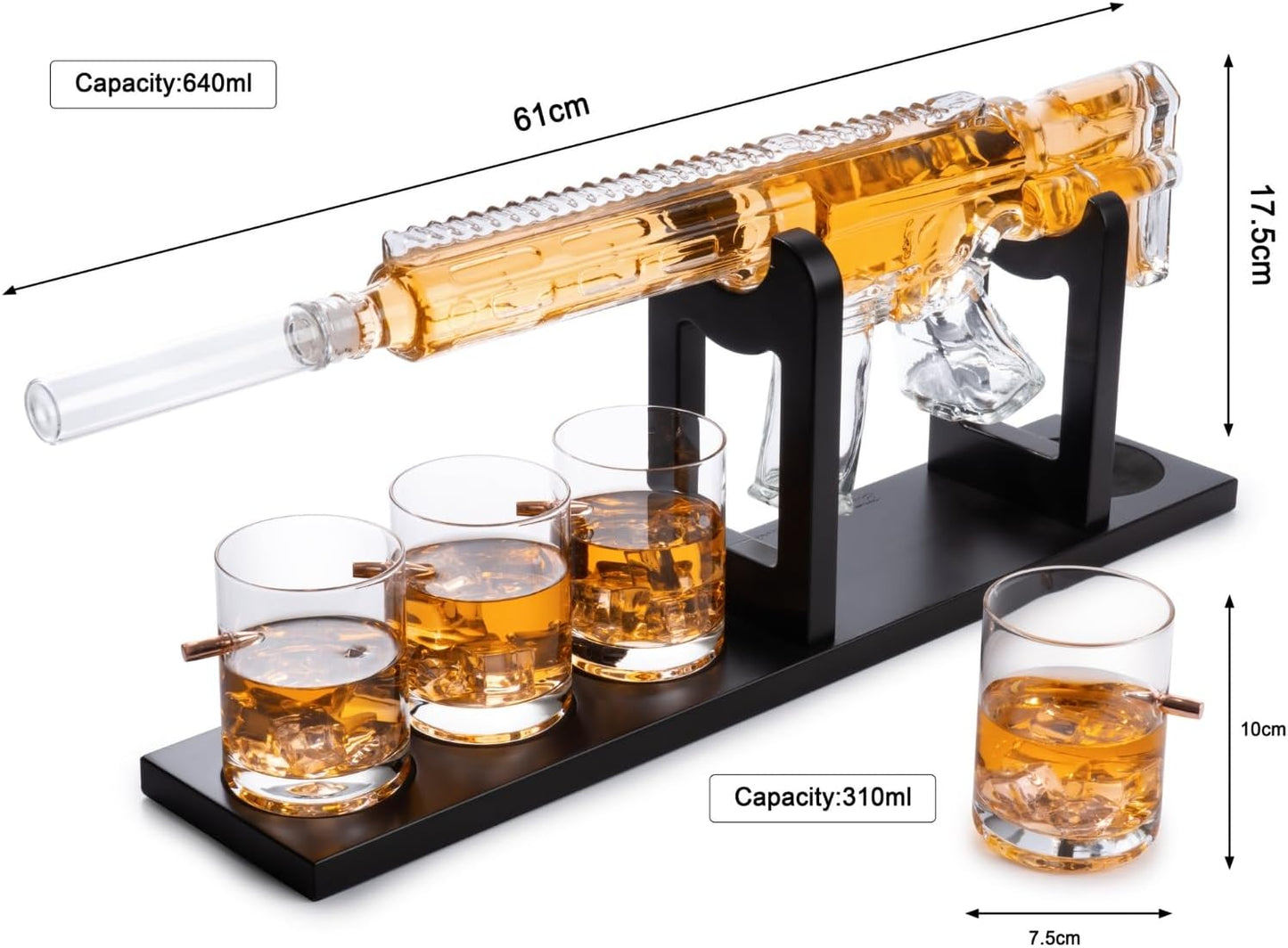 AR15 Gun Decanter Birthday Gifts for Men Dad, Whiskey Set - Rifle Limited Edition, Silencer Stopper - 800 ml & 12oz Bullet Glasses - Father Gift - Drinking Party, Liquor, Vodka Tik Tok Viral Dispenser