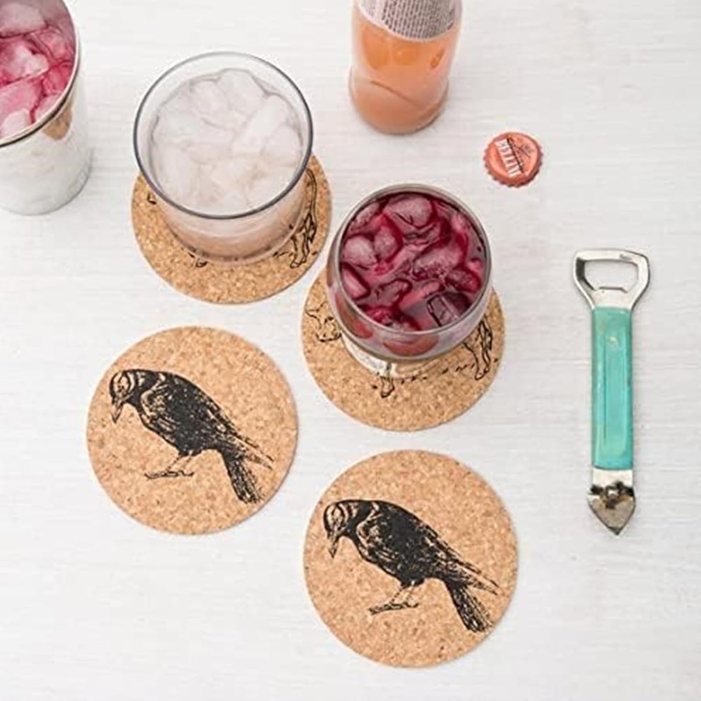 Tebery 20 Pack Cork Coasters Round, 3.9" Bar Coasters for Drinks Thick, Reusable Coaster Table Protectors for Coffee Mugs, Bulk DIY Craft Cork Circles for Home Kitchen Office, 1/5" Thick