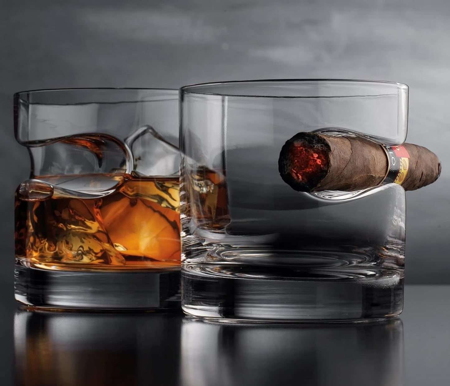 Godinger Gifts for Men, Cigar Whiskey Glass, Old Fashioned Whiskey Glasses With Indented Cigar Rest, Gifts for Dad