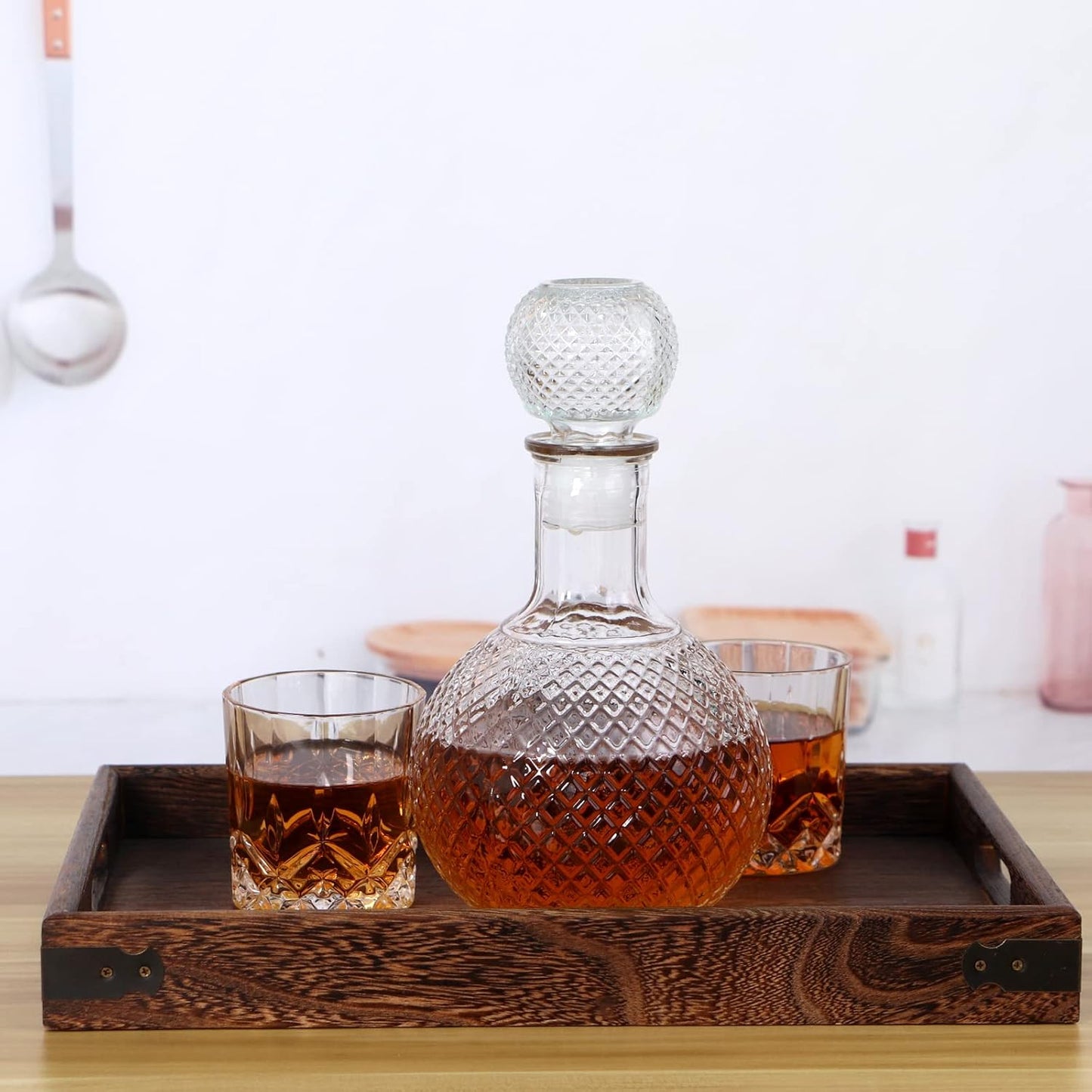 MDLUU Glass Decanter with Airtight Stopper, 1000ML/33.8OZ Liquor Decanter Bottle for Wine, Whiskey, Brandy, Vodka (Sphere)