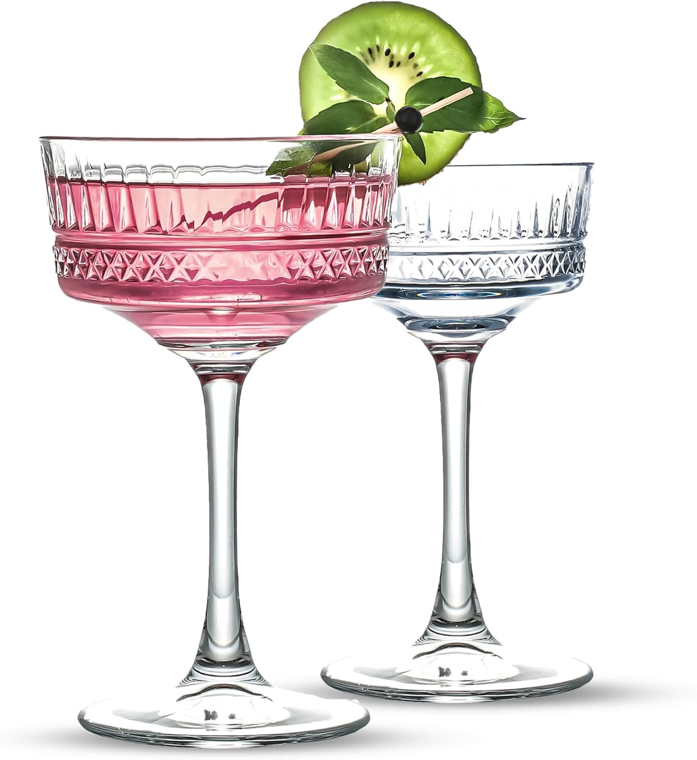 Vintage Coupe Glasses Set of 4, Champagne, Cocktail, Martini, Wine Glasses, Long Stem Glassware, (8.8oz/260ml) (2 Pack)