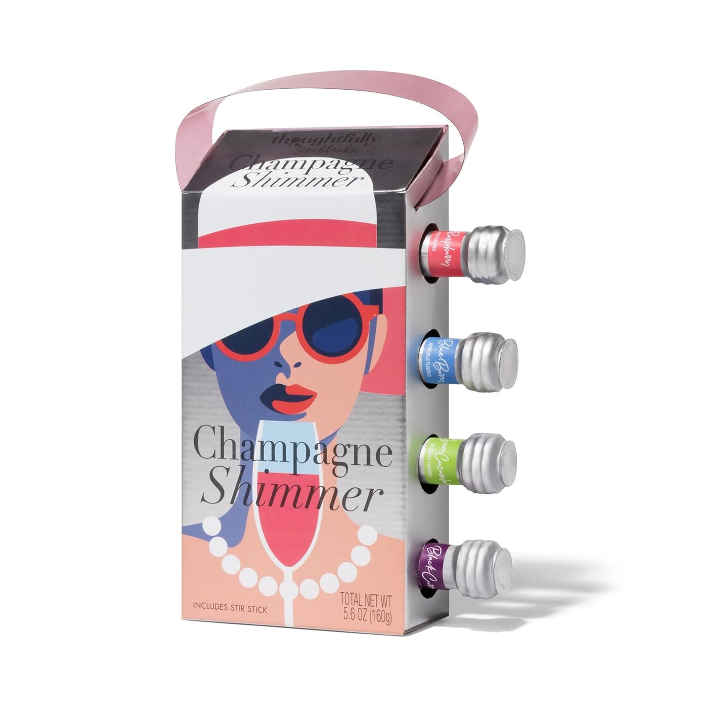 Thoughtfully Cocktails, Champagne Shimmer Gift Set, Add Shimmer to Champagne, Prosecco or Carbonated Beverages with Raspberry, Blueberry, Lime, and Blackcurrant Cocktail Drink Shimmers, Set of 4