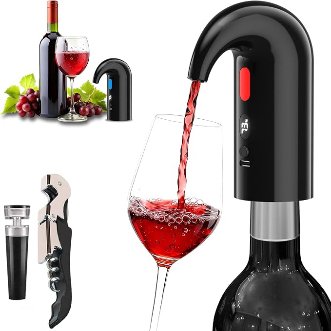 Wine Aerator Electric Wine Decanter Best Sellers One Touch Red -White Wine Accessories Aeration Work with Wine Opener for Beginner Enthusiast - Spout Pourer - Great Fathers Day Gift - B0FHQ3GGQG