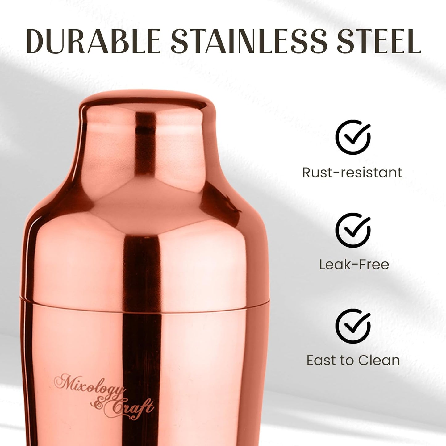 Mixology & Craft Cocktail Shaker Set with Bamboo Stand - Professional 10-Piece Bartender Kit - Complete Bar Set & Cocktail Mixer Kit for Home (Copper)