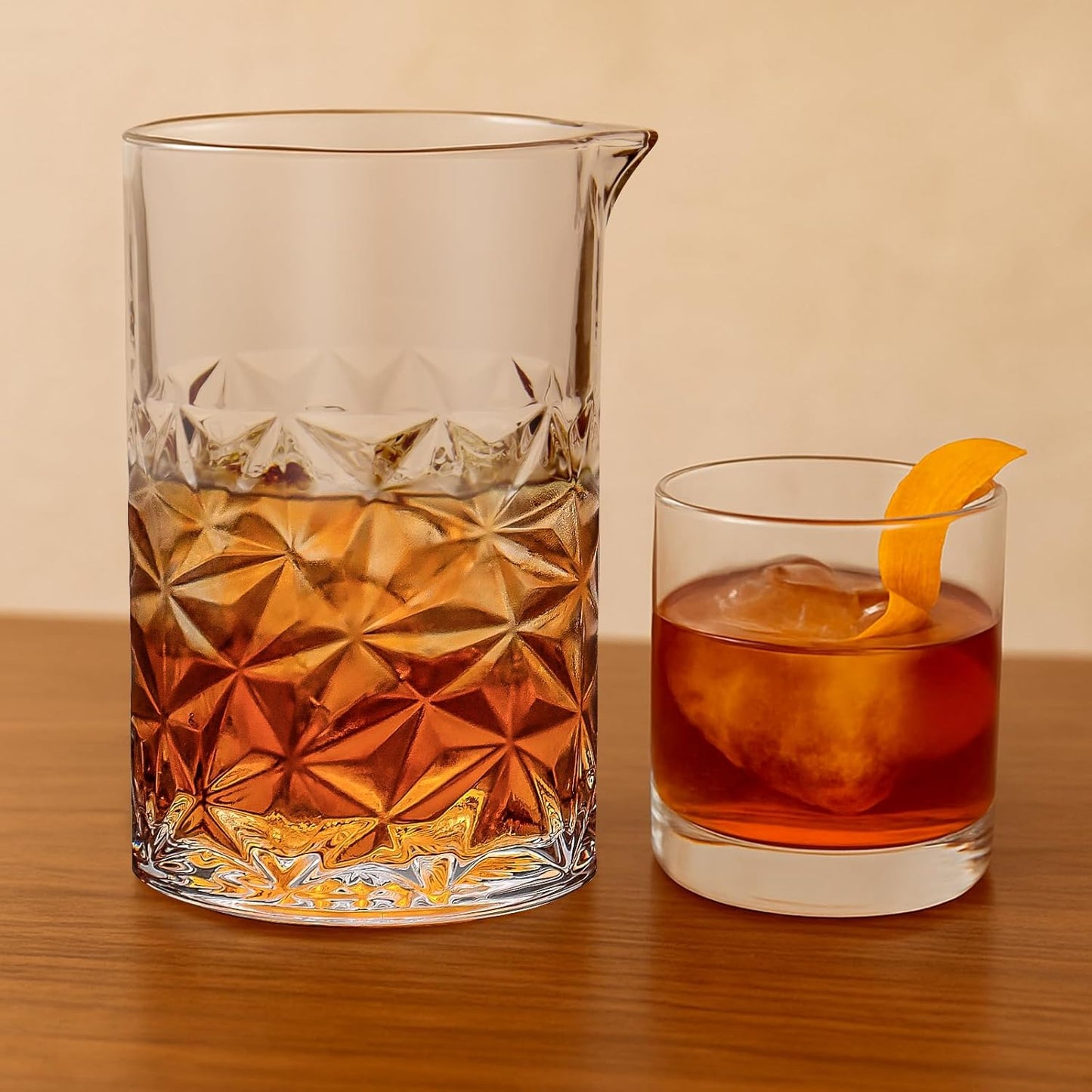 Cocktail Mixing Glass, 24 FL OZ Crystal Stirring Glass, Durable Thick Bottom Heavy Base Design, Bartender Gifts for Men, Elegant and Functional Home Barware Tools