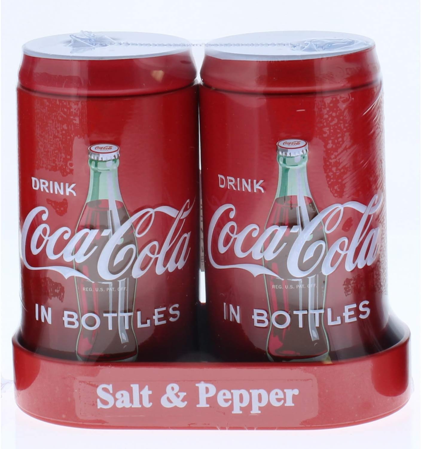 The Tin Box Company Coca-Cola Salt and Pepper Shakers with Caddy