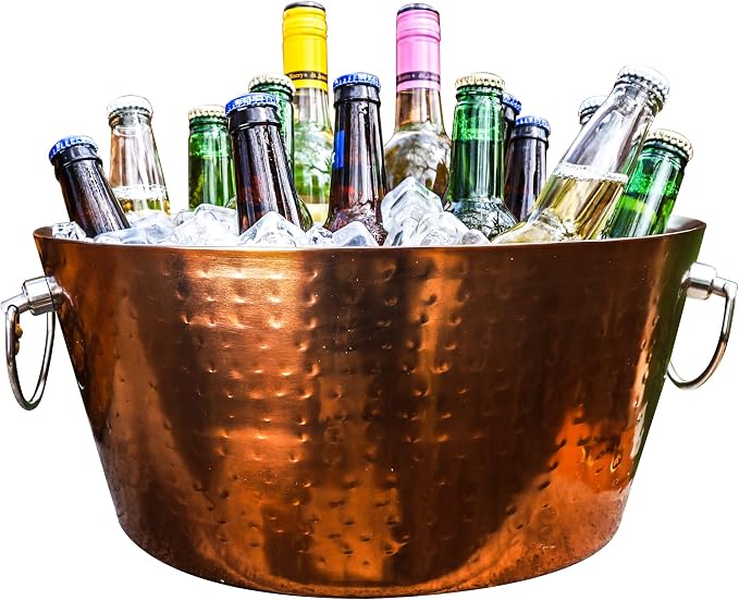 BREKX Insulated Hammered Stainless Steel Beverage Tub & Ice Bucket, 12QT - B0771W1S3Q