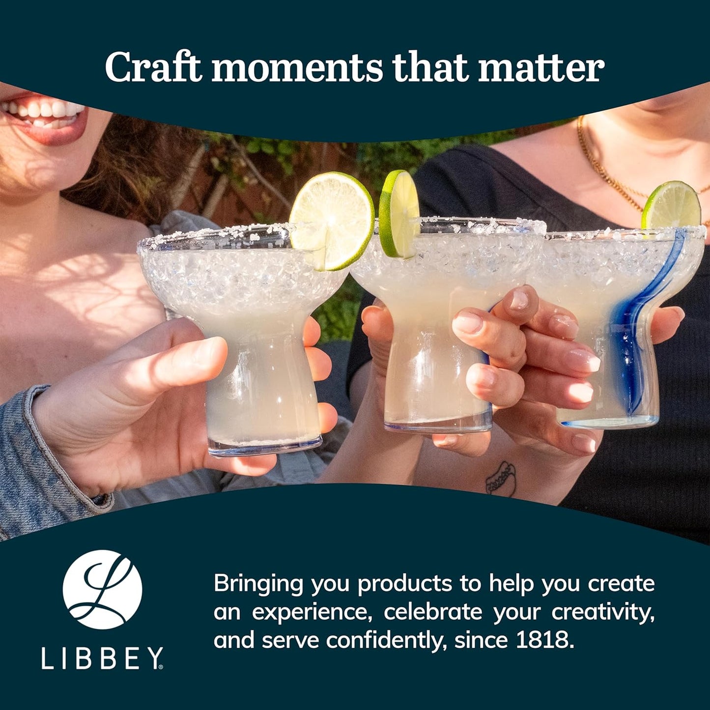 Libbey Stemless Margarita Glasses Set of 6, 10.25 ounces Classic Lightweight Margarita Cups, Fancy Glassware Set for Celebrations