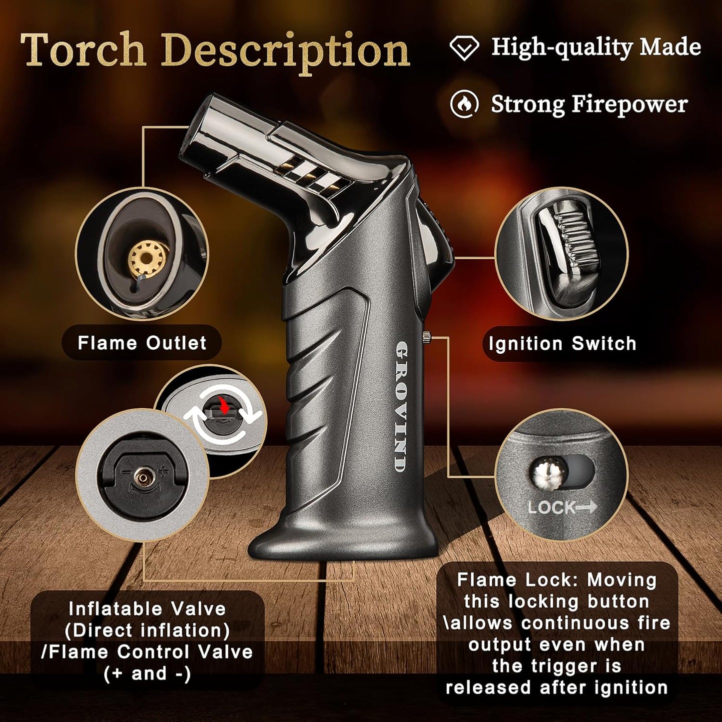 Whiskey Smoker Kit,Cocktail Smoker Kit with Torch,Bourbon smoker kit,Old Fashioned Smoker kit,Drink Smoker Infuser Kit with Wood Chips,Birthday Whiskey Bourbon Gifts for Men,Dad,Husband