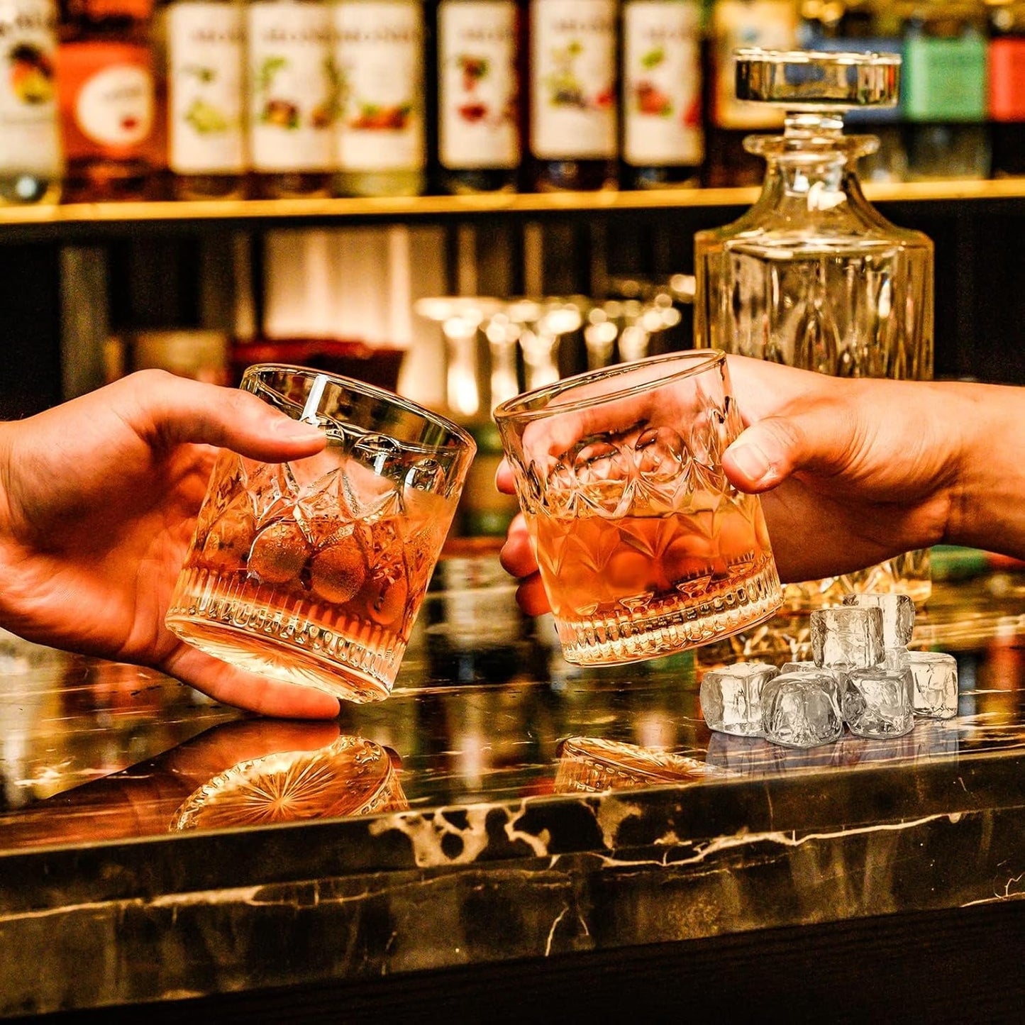 PARACITY Whiskey Glasses Set of 2,christmas gift, Old Fashioned Glasses, Rocks Glasses, Bourbon, Suitable for use in Bars, Parties, and Homes, The Right Gift for Men, Father 's Day Gift