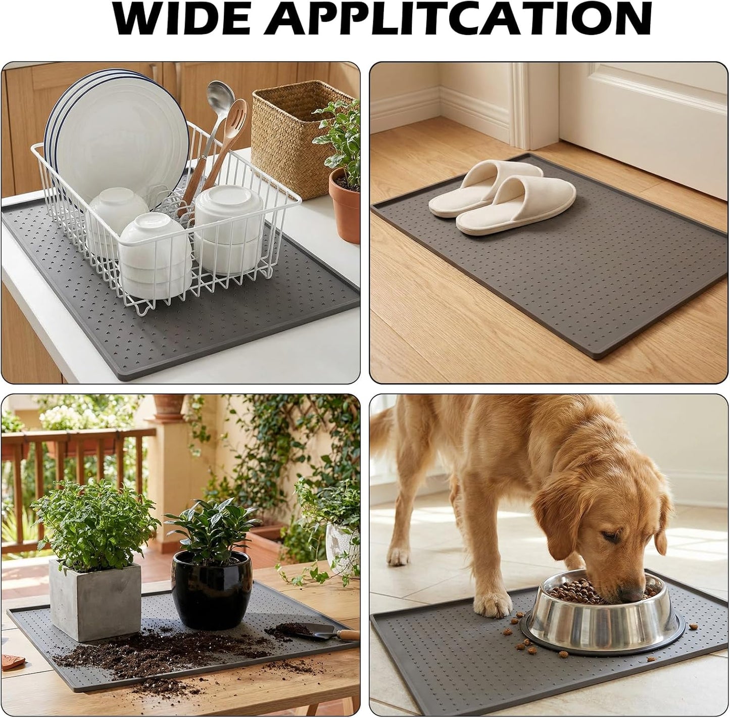 Coffee Mat Non-Slip Waterproof Silicone Bar Mat for Espresso Machine and Coffee Maker Leak-Proof Dish Drying Mats for Kitchen Counter, 11.5"X18.5", Grey