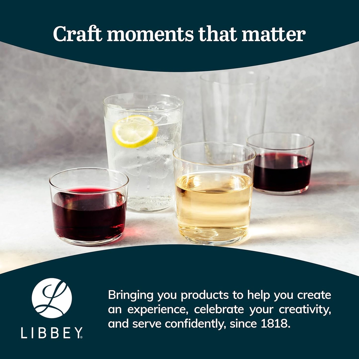 Libbey Café Rocks Glasses Set of 8, Dishwasher Safe Modern Cocktail Glasses, Versatile Bar Glassware Set for Casual Gatherings, Dinner Parties