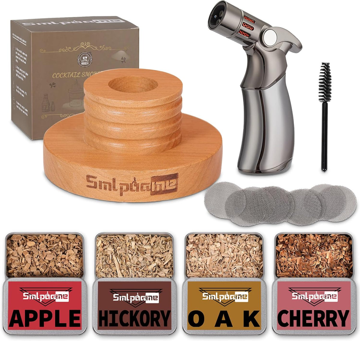 Cocktail Smoker Kit, Old Fashioned Whiskey Bourbon Drink Smoker - Cocktail Smoker with Torch Set