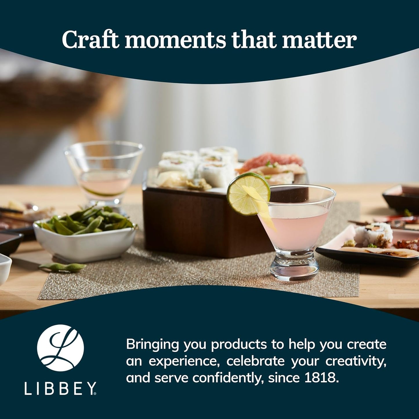 Libbey Cosmopolitan Stemless Martini Glasses, 8.25 Oz Dishwasher Safe Martini Glasses Set of 4, Martini Cups Set for Wedding Registries and More