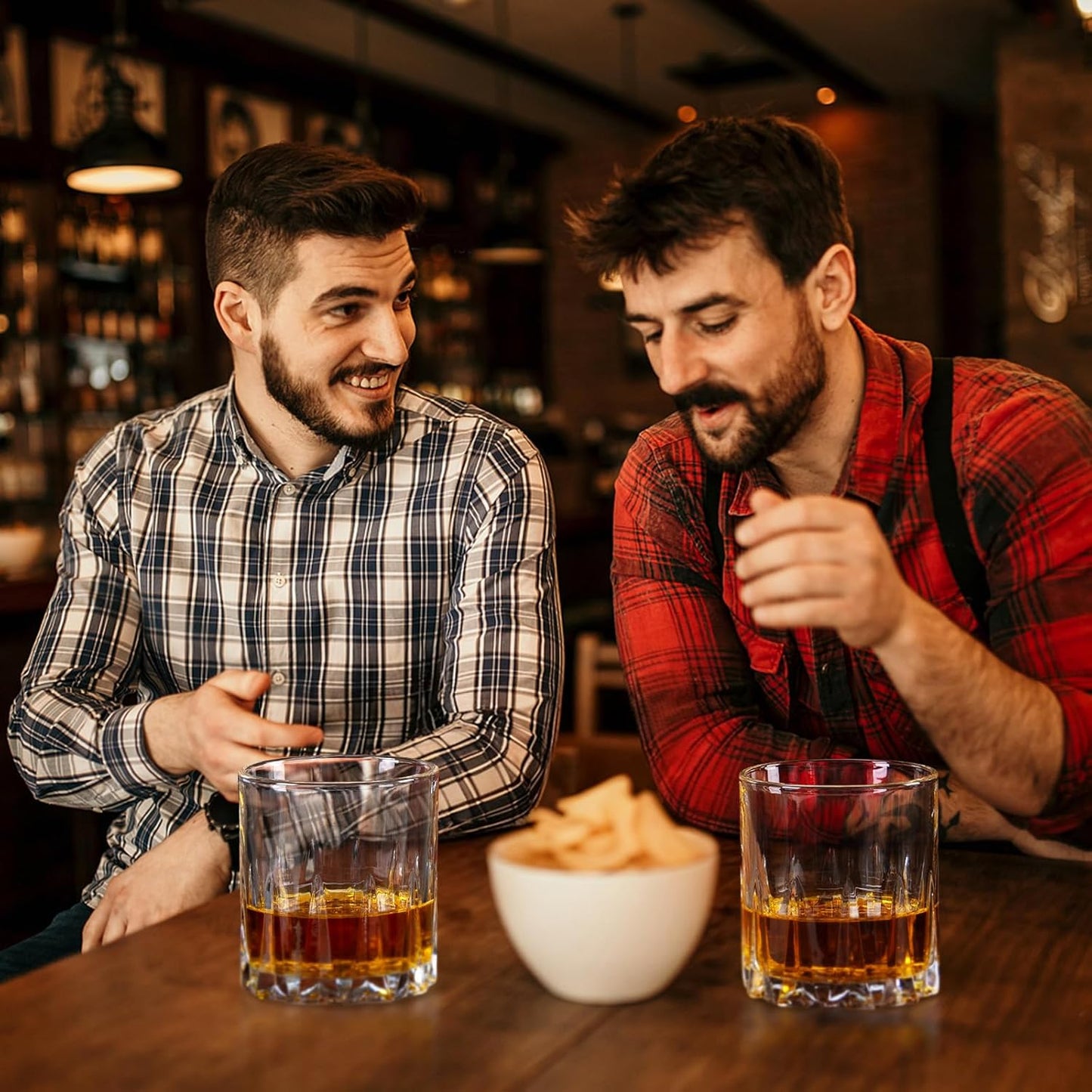 FrutPunch Whiskey Glasses Set of 2, 10 OZ Old Fashioned Glass for Scotch, Bourbon, Rum, Liquors and Cocktail Drinks Unique Bourbon Glass Gift for Men and Dad, Christmas