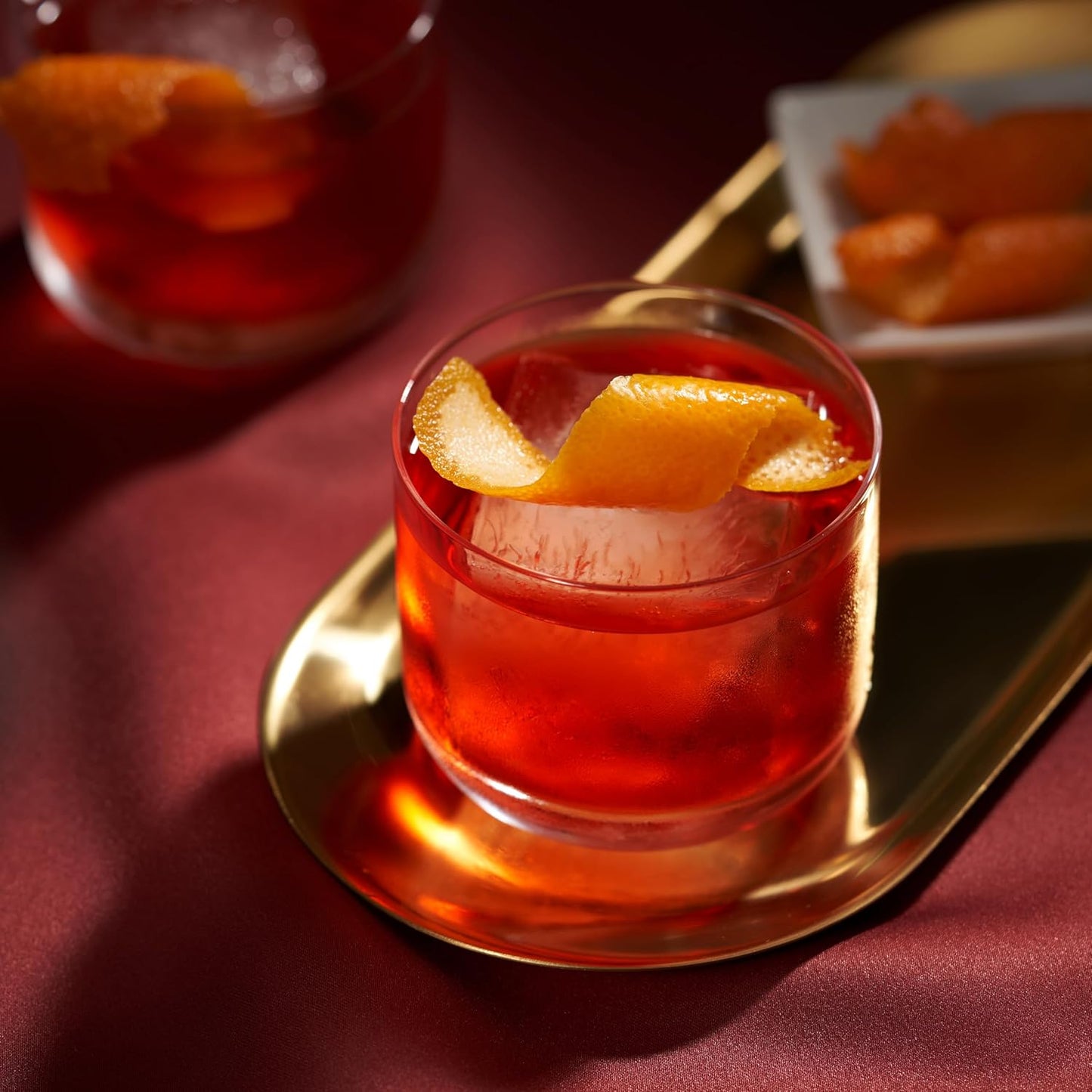 Viski Raye Crystal Negroni Glasses, Lowball Cocktail Glasses Premium Crystal Glassware, 8oz Tumbler Glasses Set of 2