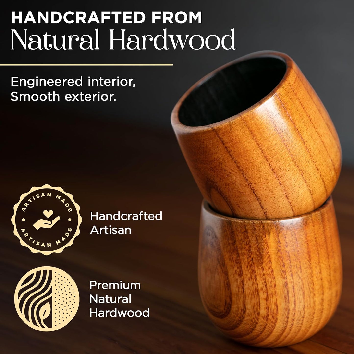 Charred Wooden Whiskey Glass Gift Set for Men (2 Pack) – Bourbon Glasses with Stainless Steel Chilling Balls, 2 Tongs & Storage Pouch – Unique Gifts for Men, Husband, Boyfriend, Whiskey Lovers