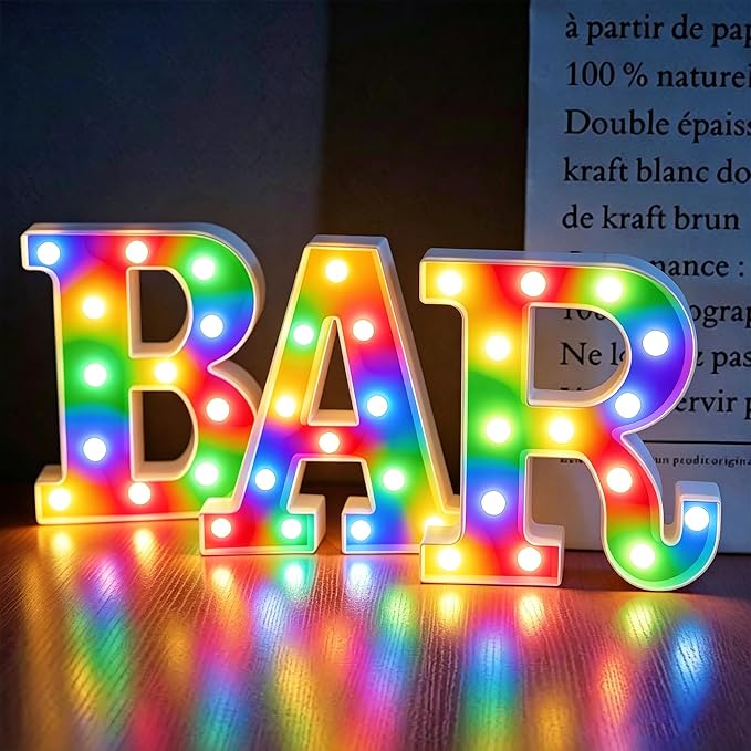 Pooqla BAR Sign for Home Bar Decor, Warm White LED Light Up Bar Sign - B0FC65FLYN