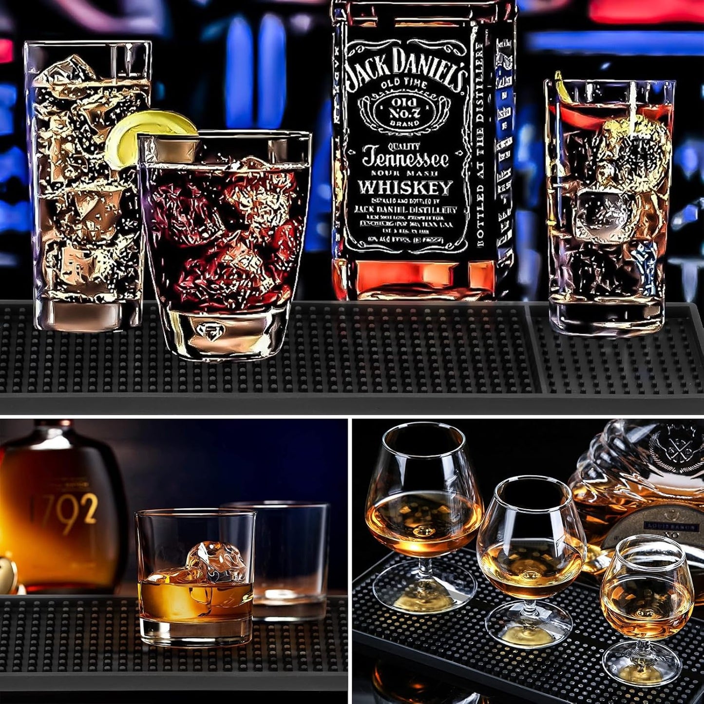Bar Mat Non-Slip Rubber Bar Mats for Countertop Bartending Bar Service Spill Matt Bar Restaurant Table Drink Mat for Barber Station Hair Salon (24 x 3 in)