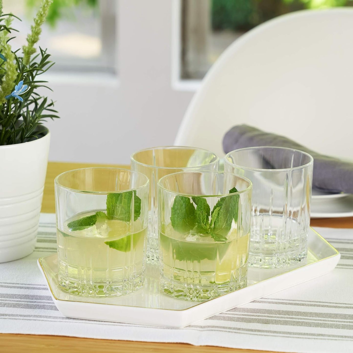 Spiegelau Perfect Serve Double Old Fashioned Glasses Set of 4 – Heavy Base Crystal Whiskey Glasses for Scotch, Bourbon & Cocktails – Lead-Free Crystal Tumbler Set
