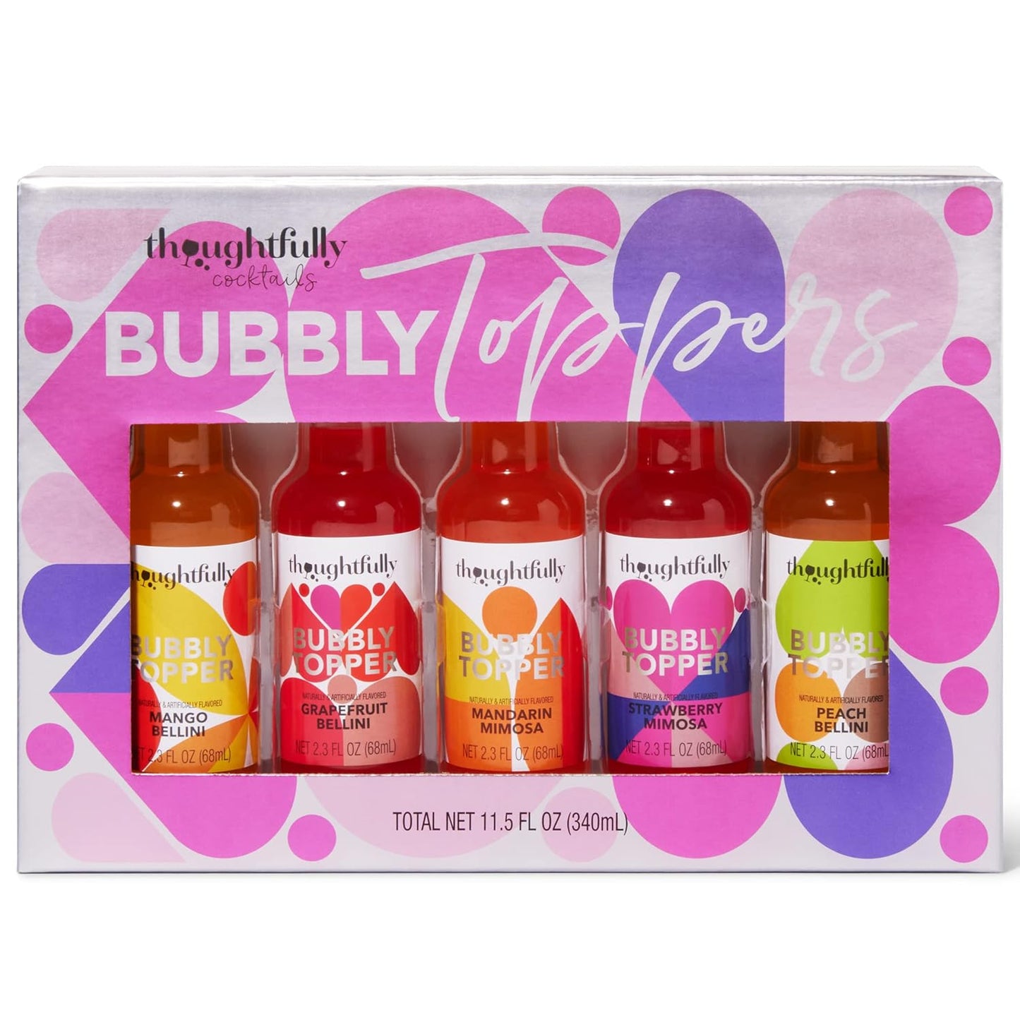 Thoughtfully Cocktails, Bubbly Toppers Gift Set, Great for Mimosas or Bellinis, Add a Splash of Flavor to Champagne or Prosecco with 5 Unique Flavors, Great for Brunch, Showers, Parties, Gift for Her